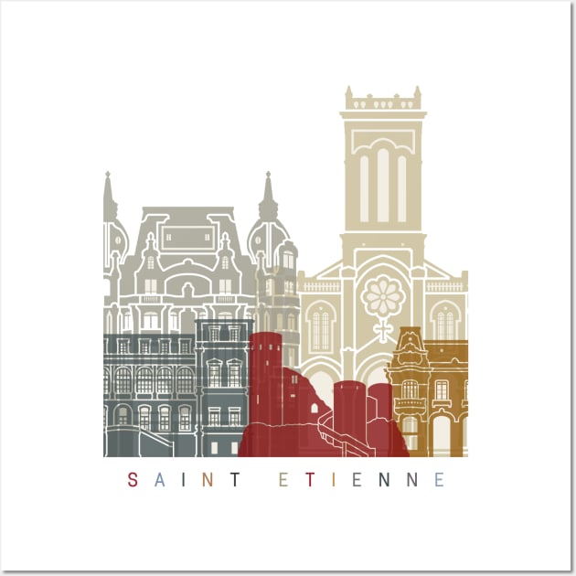 Saint Etienne skyline poster Wall Art by PaulrommerArt